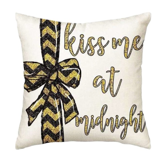 4 Piece Set New Year Holiday Pillow Covers Black & Gold 45 x 45 cm Party Theme - Picture 7 of 8